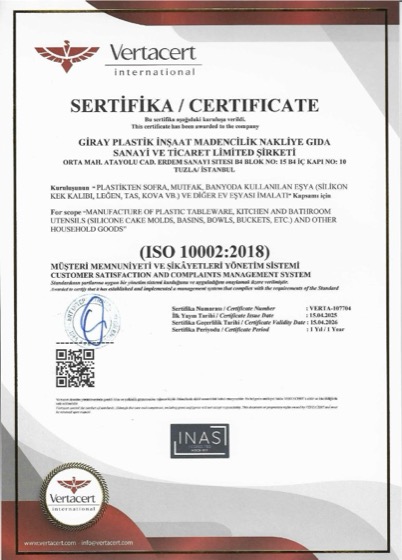 ISO 10002:2018 belgesi
