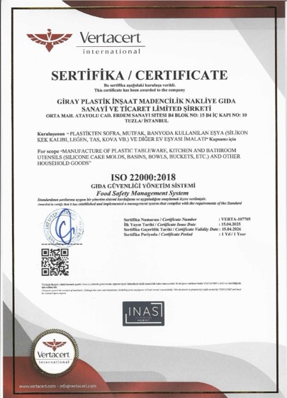 ISO 22000:2018 belgesi