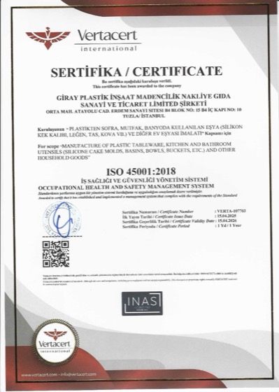 ISO 45001:2018 belgesi